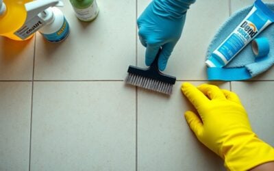 What is the best way to clean grout in floor tiles?